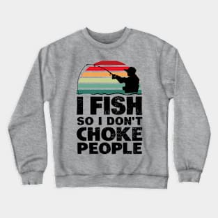 Retro sunset fishing lover design Crewneck Sweatshirt